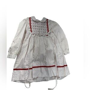 Polly Flinders Vintage White Smocked Polka Dot Dress size 6